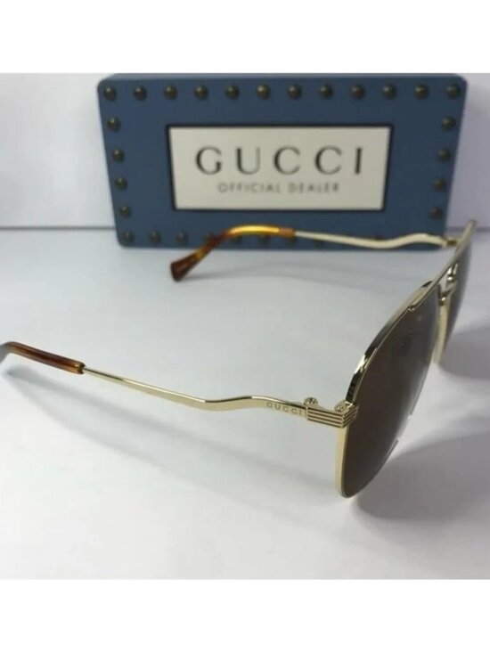 ? - New Authentic Gucci Brown Pilot Ladies Sunglasses GG0969S 002
